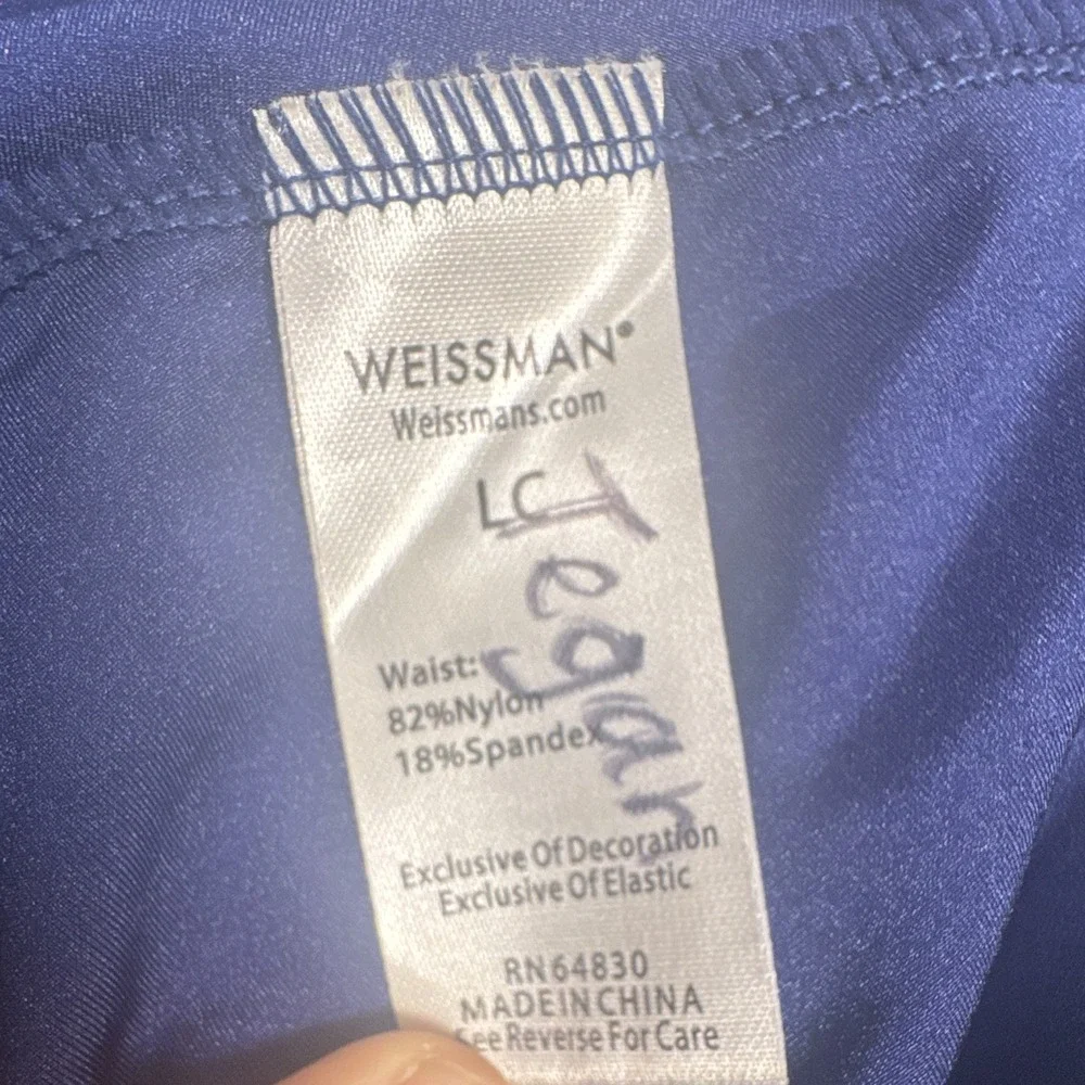 WEISSMAN Girls Blue Fringe Dance Skirt Satin 82% Nylon 18% Spandex 12464 - Picture 2 of 3